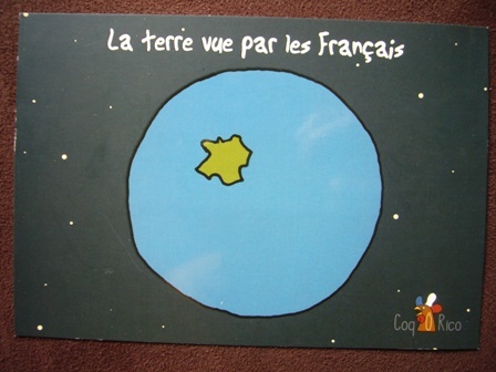 zabawna kartka "La terre vu par les Francais"