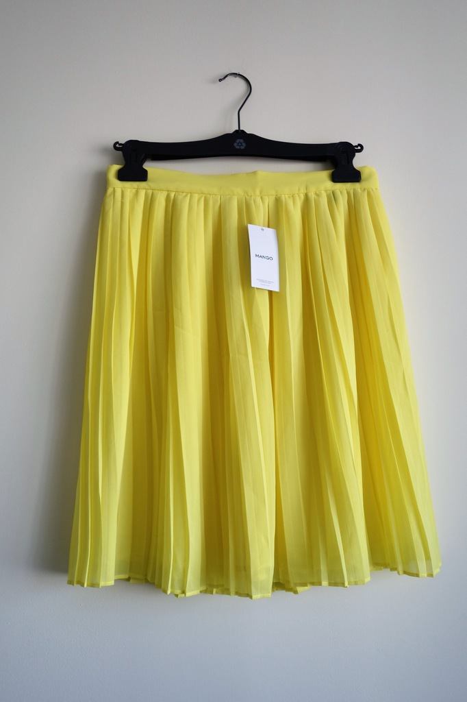 MANGO 38 M spódnica midi plisowana żółta cytrynowa