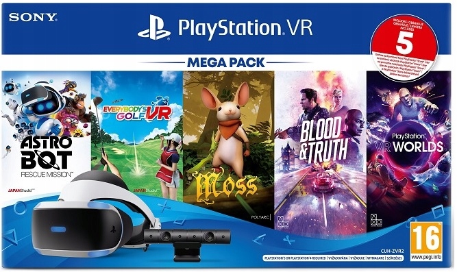 GOGLE PLAYSTATION VR KAMERA + 5 GIER