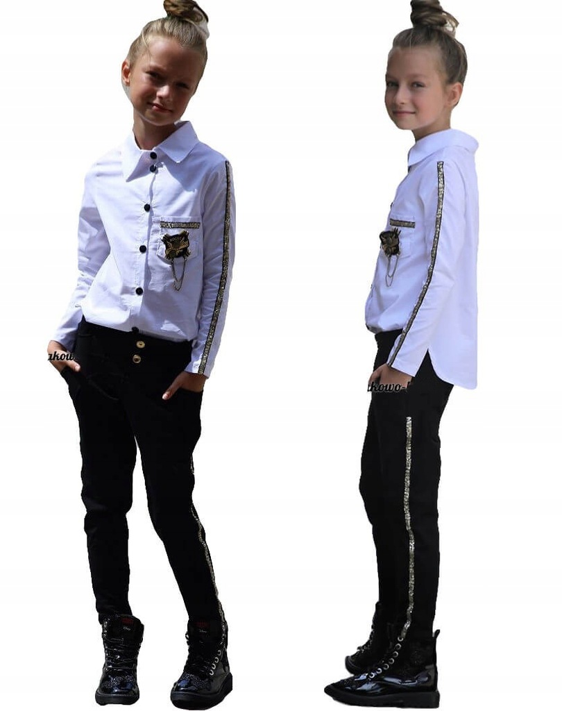 Biała elegancka KOSZULA BAWEŁNA_ QBA KIDS %%% 122