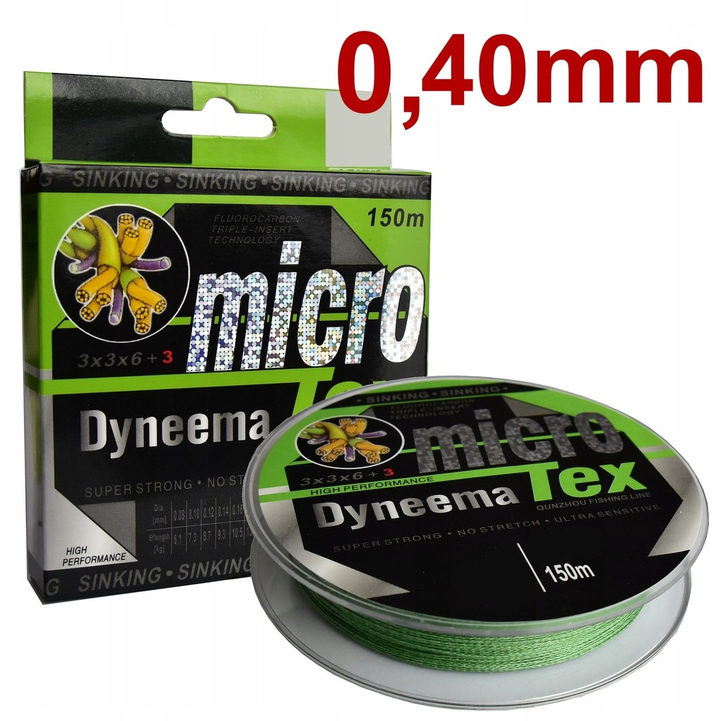 PLECIONKA WĘDKARSKA 150m Micro Tex Zielona 0,40 mm