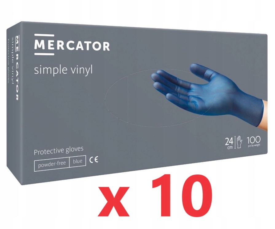 Rękawice winylowe bezpudrowe MERCATOR niebieskie rozm. S 100szt x 5 opak.