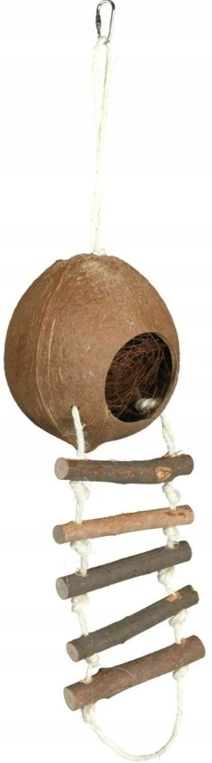 Domek z kokosu z drabinką dla gryzoni huśtawka