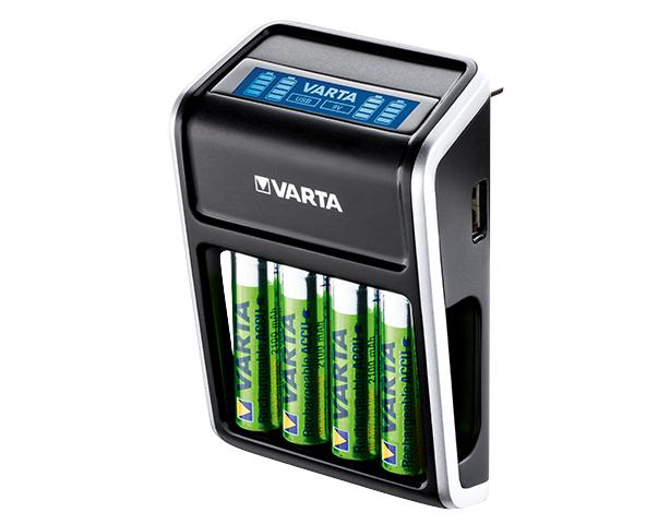 ŁADOWARKA VARTA LCD + USB + 9V + 4 AKUMULATORKI AA