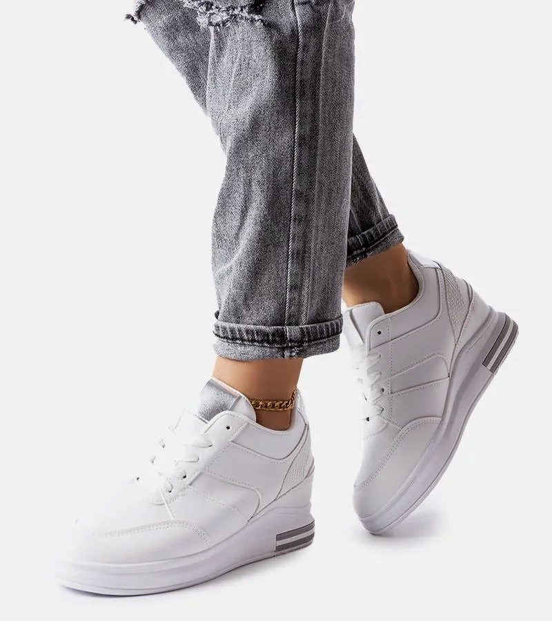Białe sneakersy na koturnie CinqMars rozmiar 39