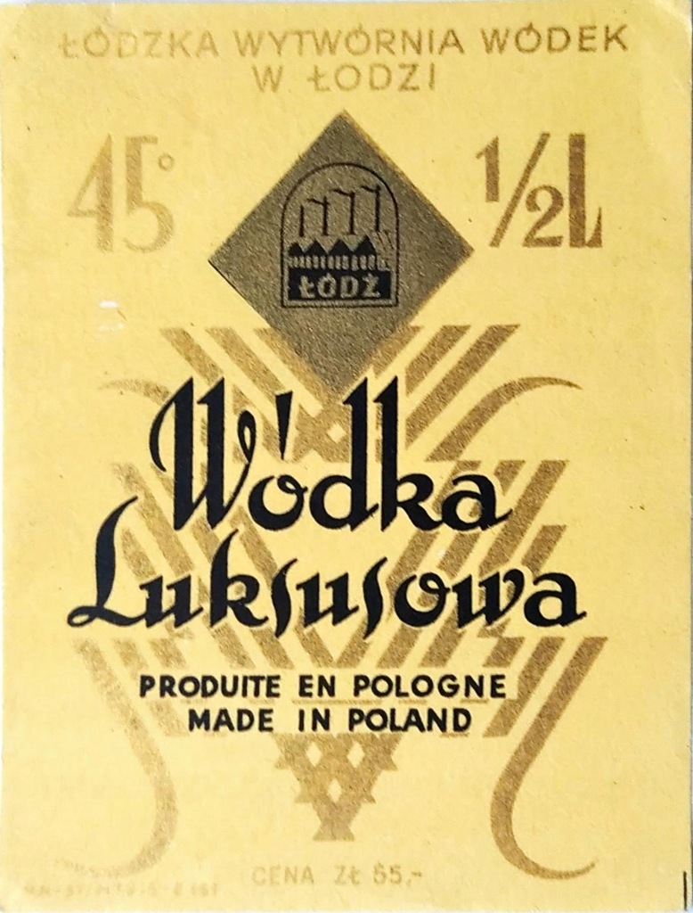 WÓDKA LUKSUSOWA- WYTWRNIA W ŁODZI-ETKIETA