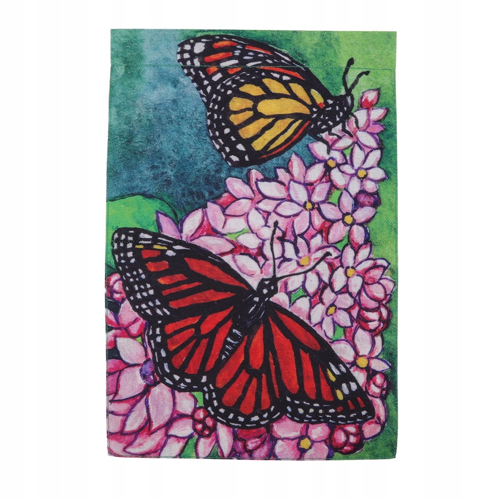 Butterfly Garden Flag Imitacja konopi Żywe kolory
