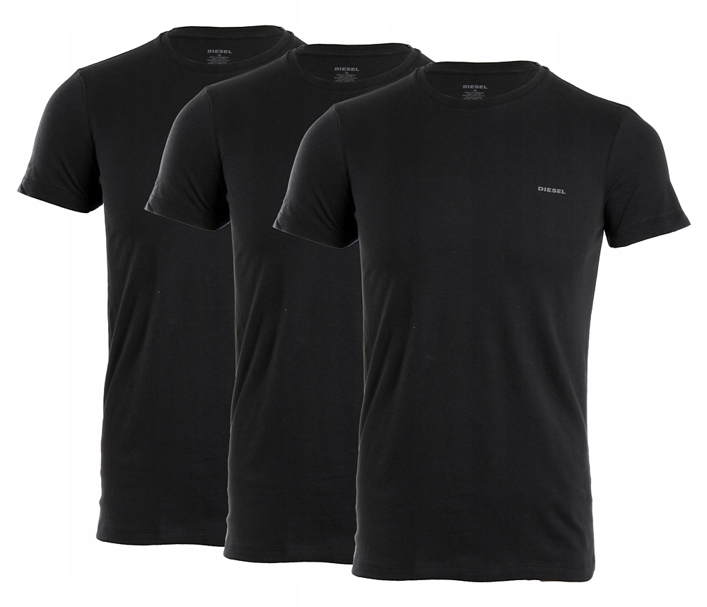 DIESEL Umtee wygodne T-Shirty 3PACK Logo-Bawełna L