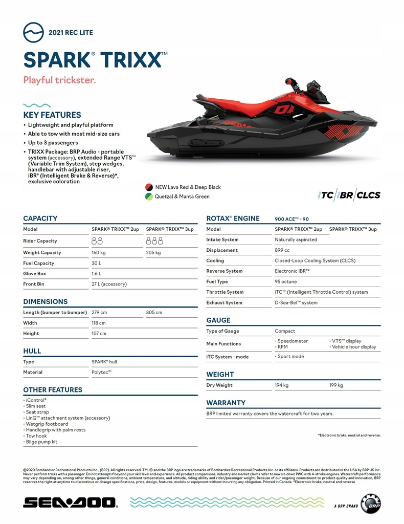 Купить Скутер Sea Doo Spark Trixx 2up 90 iBR Модель 2021 г.: отзывы, фото, характеристики в интерне-магазине Aredi.ru