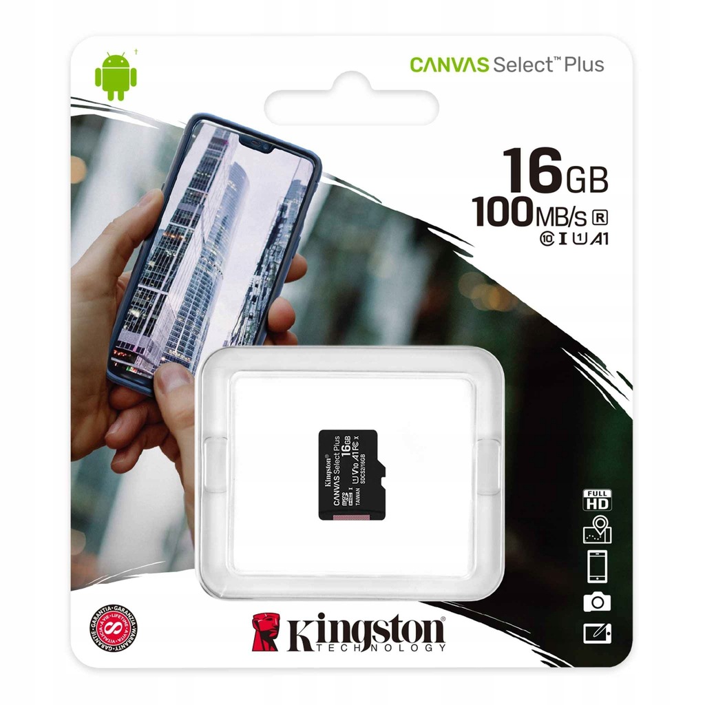 Kingston 16GB karta microSDHC 16GB U1 A1 V10 NYC4