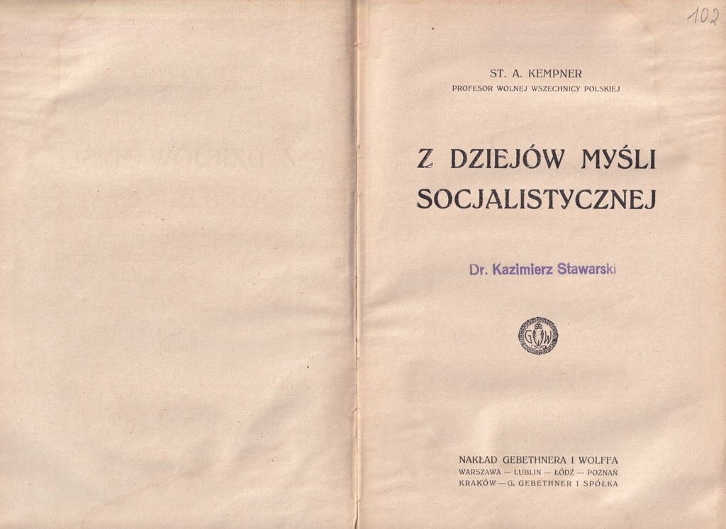 Kempner - Z dziejów myśli socjalistycznej - 1921