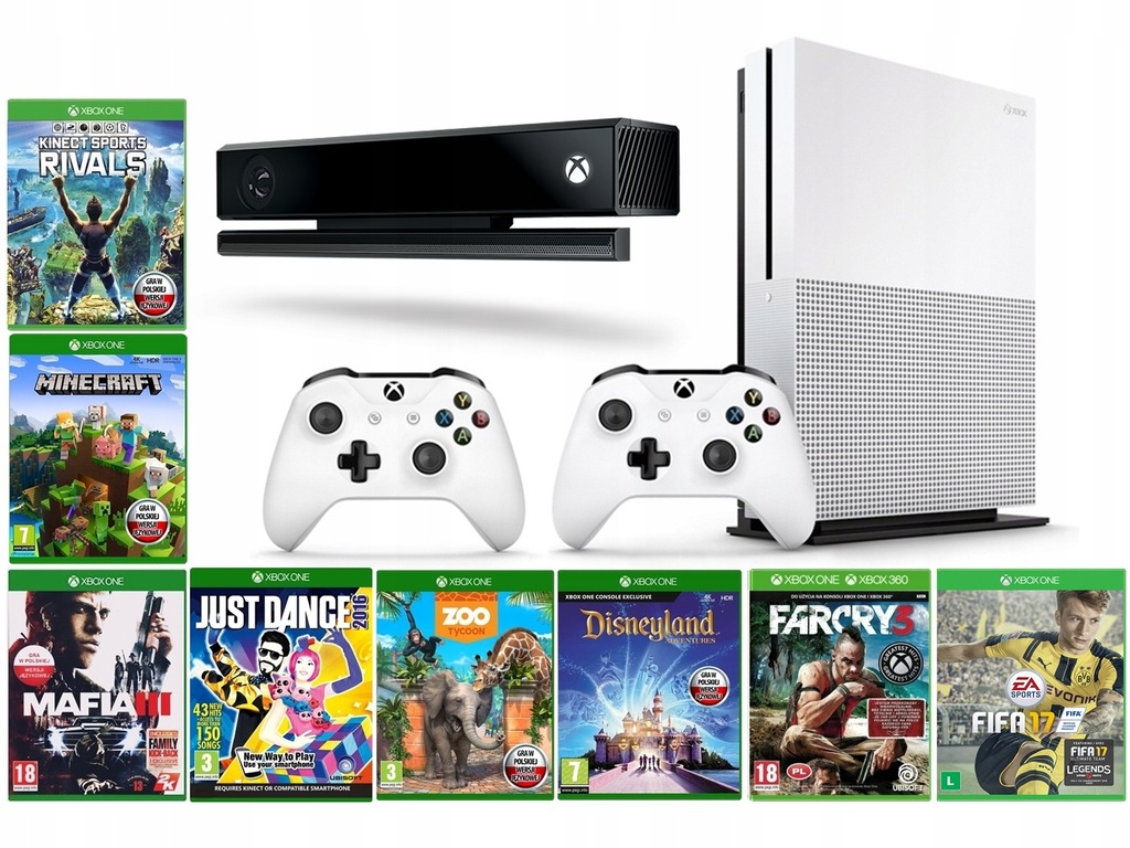 Купить НОВЫЙ НАБОР Xbox ONE S, 1 ТБ, 4K, Kinect 2 Pads, 8 игр: отзывы, фото, характеристики в интерне-магазине Aredi.ru