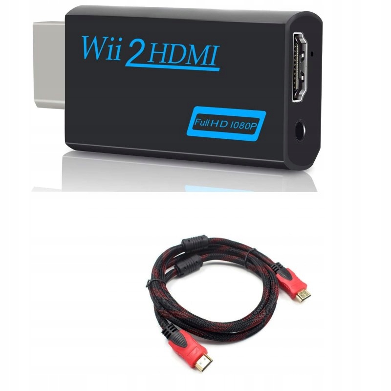 ADAPTER PRZEJŚCIÓWKA KONWERTER Wii DO HDMI 1080p FULL HD + KABEL HDMI