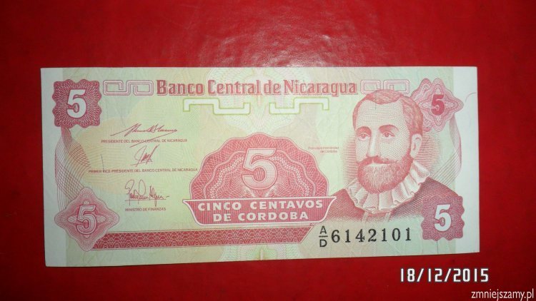 Nicaragua - banknot 5 centavos dla WOŚP