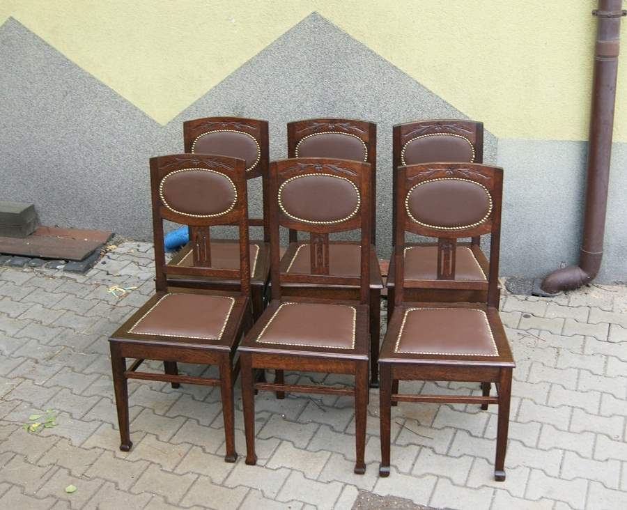 Krzesła Secesyjne Komplet 6-ciu sztuk po renowacji