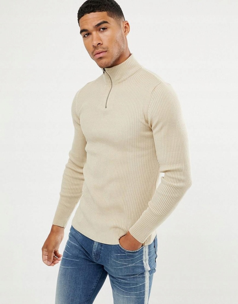 30W120 NW9 DOPASOWANY SWETER ZIP PRĄŻKI__M