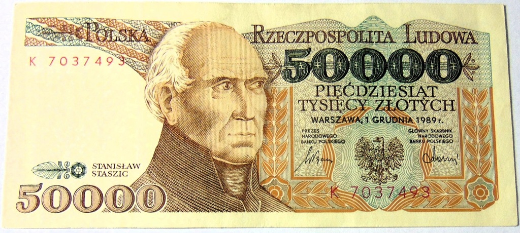 1989 50000 zł złotych Staszic seria K