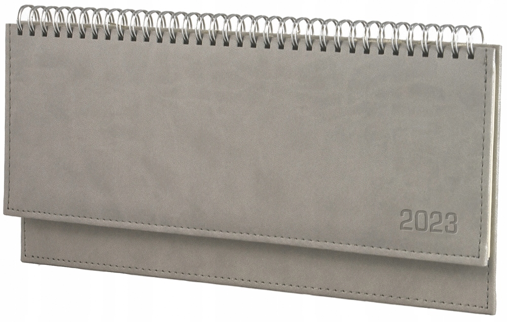 MINIMALISTYCZNY KALENDARZ na biurko LEŻACY 30x14 cm popielaty KALENDARZ