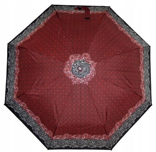 parasol damski doppler mocny wiatroodporny pół automat czerwono-czarny