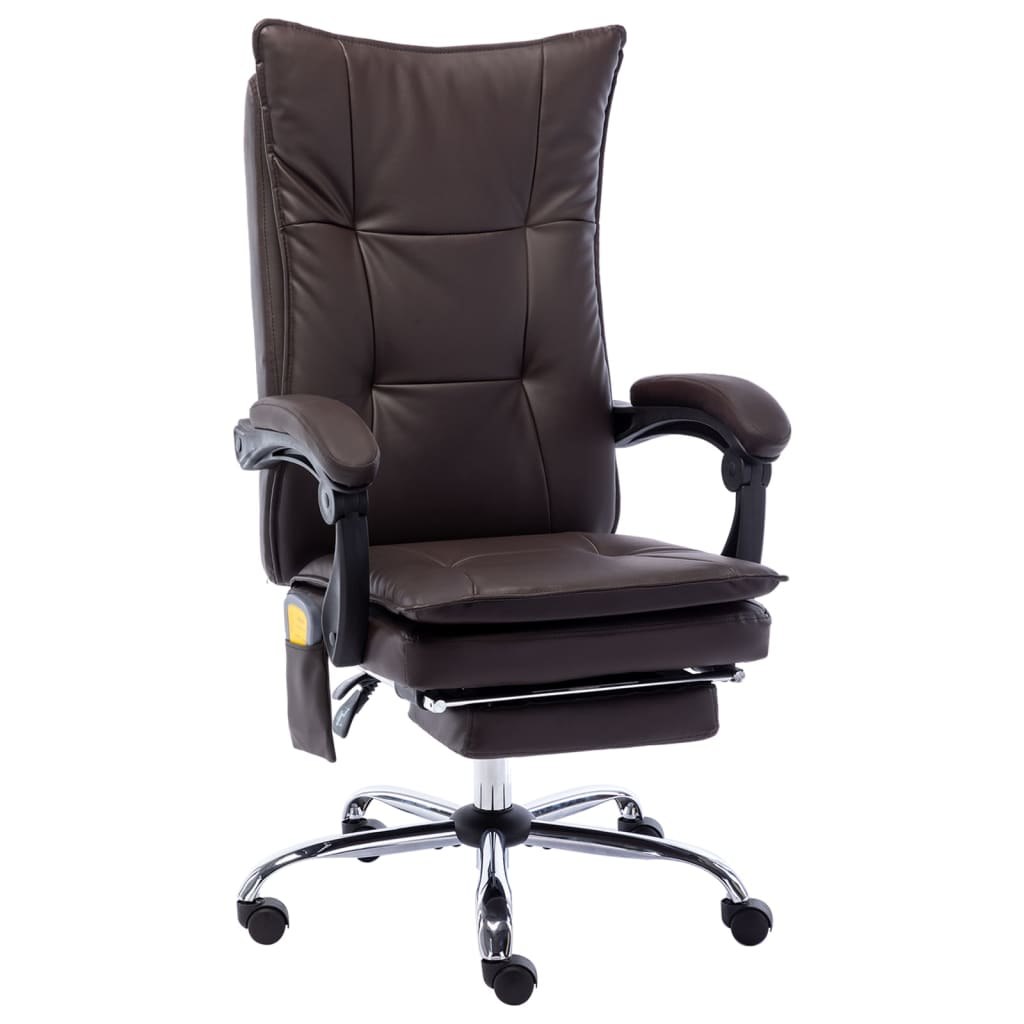 Krzesło biurowe z funkcją masażu, brązowe, sztucz