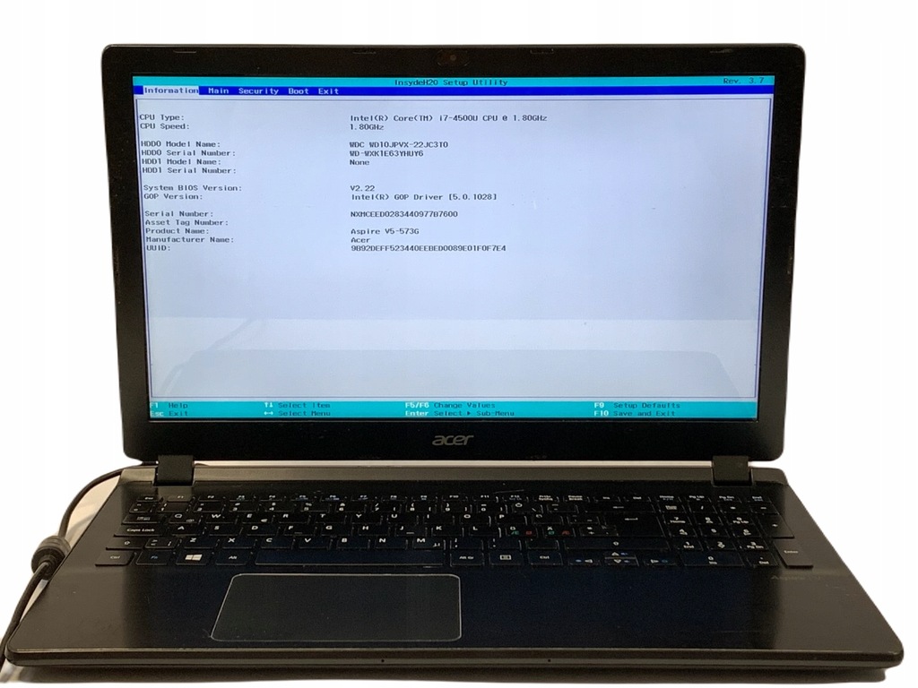 ACER ASPIRE V5-573G 15.6" i7 4500u HDMI BIOS OK EA178