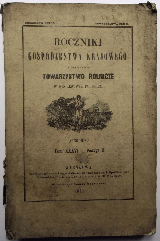 Roczniki gospodarstwa krajowego 1859 DRZEWORYT KOŃ