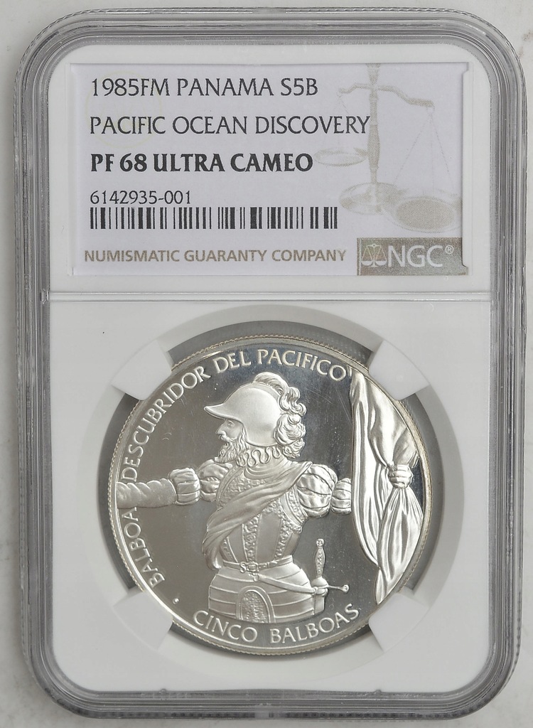 13.ha.PANAMA, 5 BALBOA 1985 PACYFIK 1513, NGC PF68