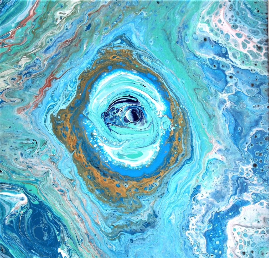 Obraz abstrakcja "Oko Świata" akryl na 40x40 cm