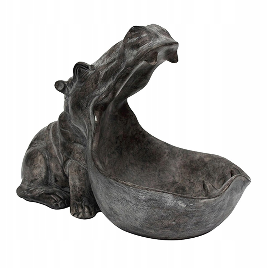 Resin Hippo Storage Tray Holder Sculpture Silver