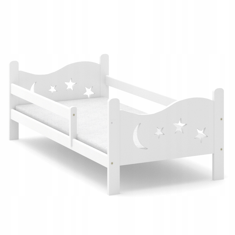 Łóżko dziecięce białe 160x80 cm sosnowe Gwiazdka