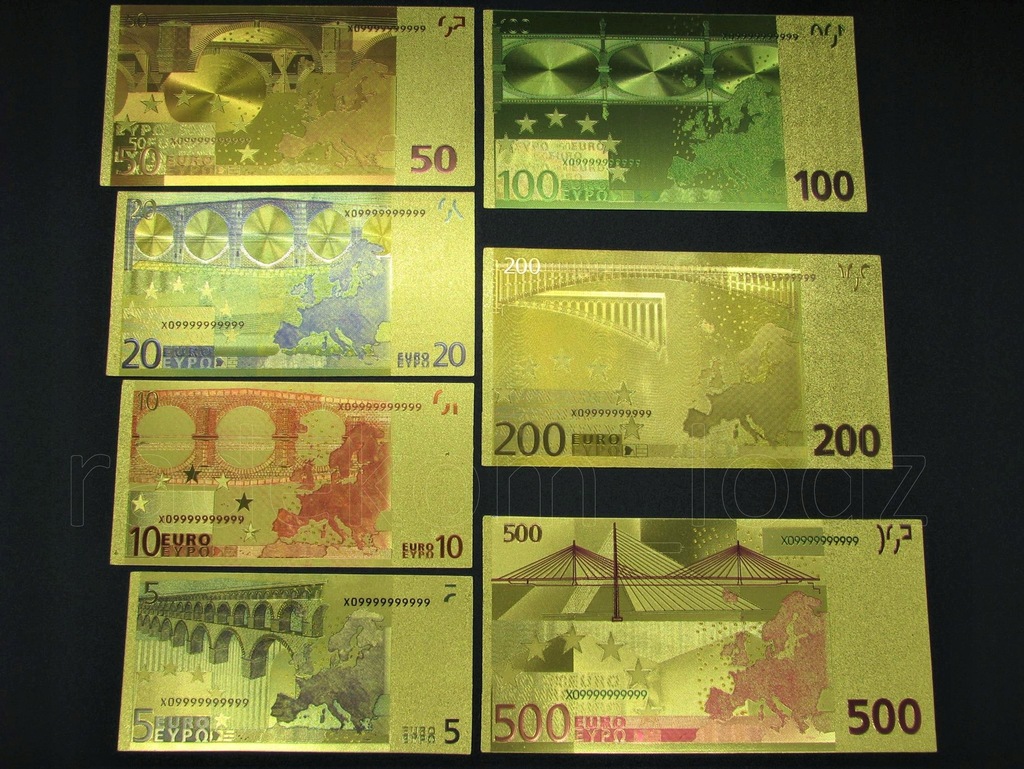 Купить Позолоченные банкноты ЕВРО 5 10 20 50 100 200 500 комплектов: отзывы, фото, характеристики в интерне-магазине Aredi.ru