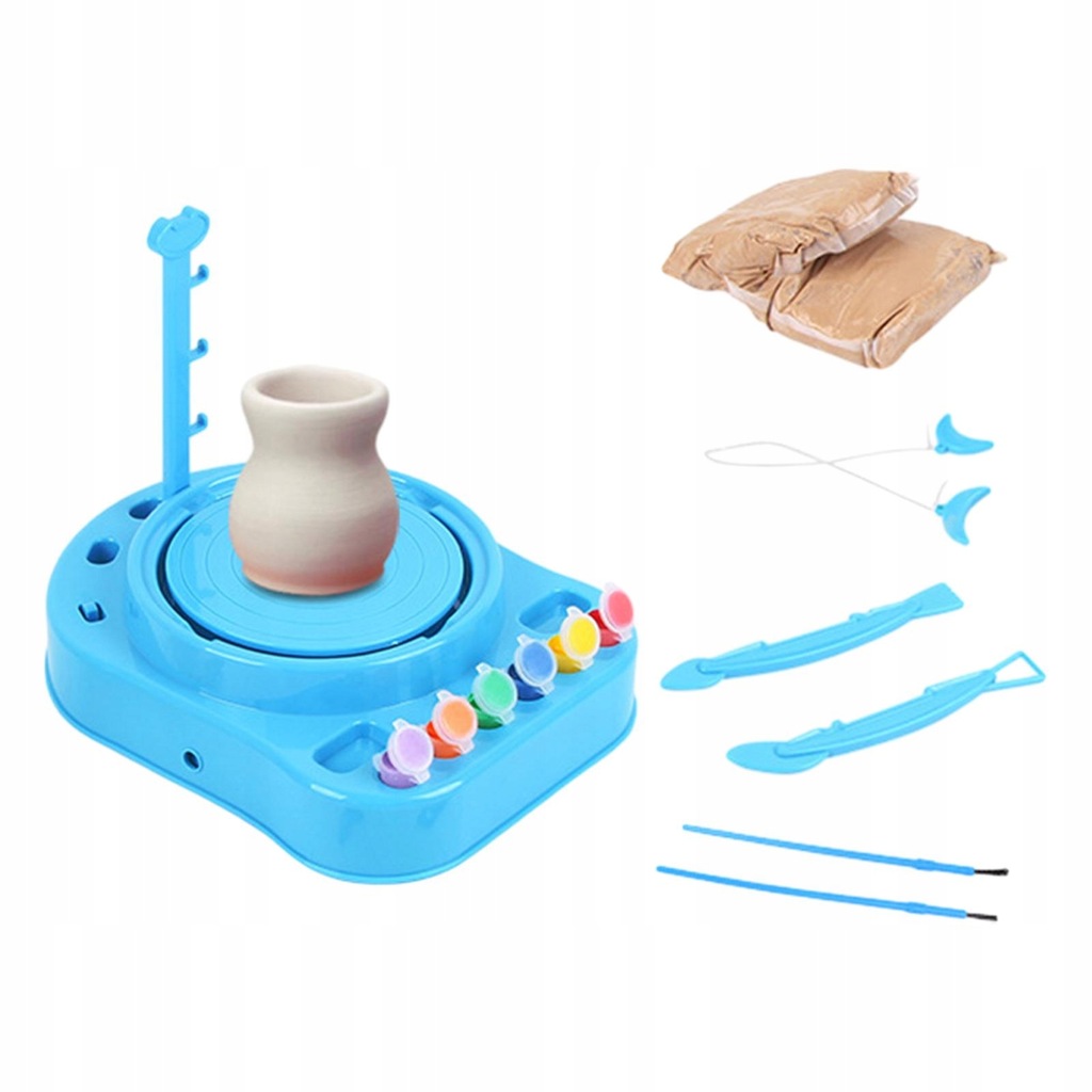 Mini Handmade Ceramic Pottery Machine DIY for Creativity Problem blue