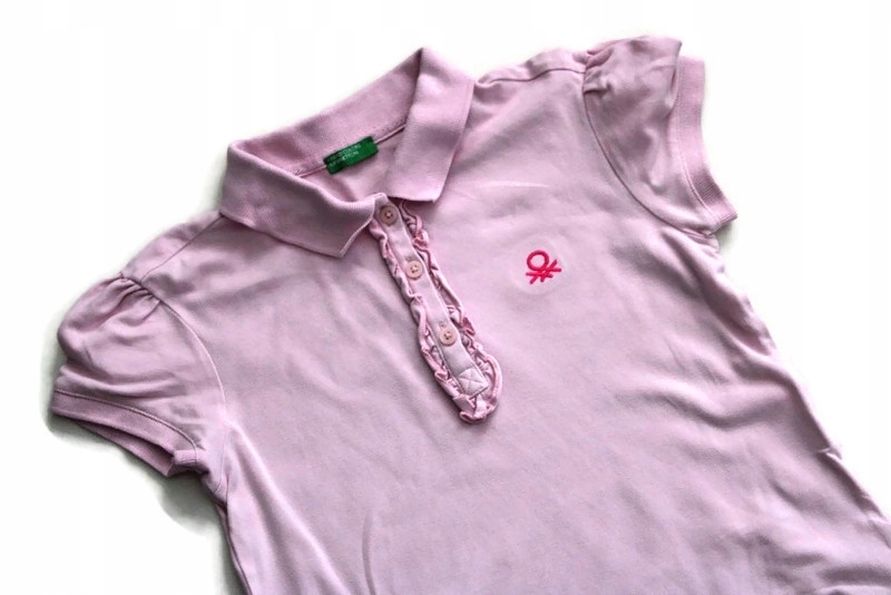 ae849*BENETTON* Różowa polówka t-shirt 146