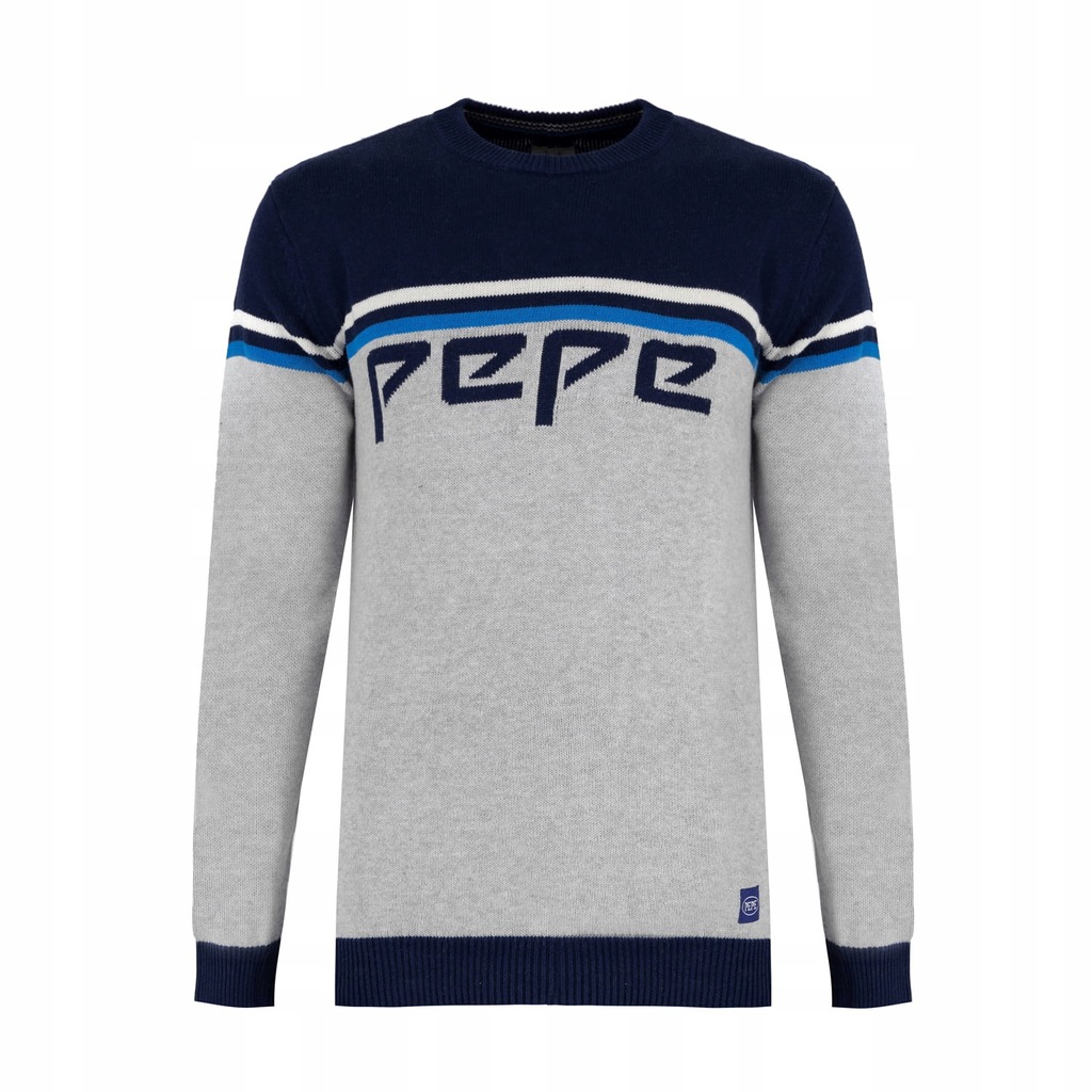 Sweter męski Pepe Jeans szary granatowy c-neck L