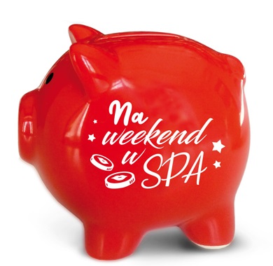 NA WEEKEND W SPA! CERAMICZNA CZERWONA SKARBONKA