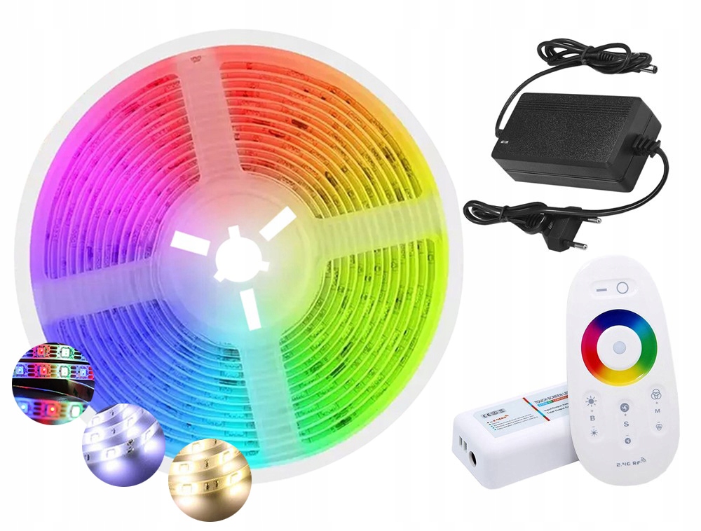 ZESTAW Taśma LED RGB+W 5m + sterownik + Zasilacz
