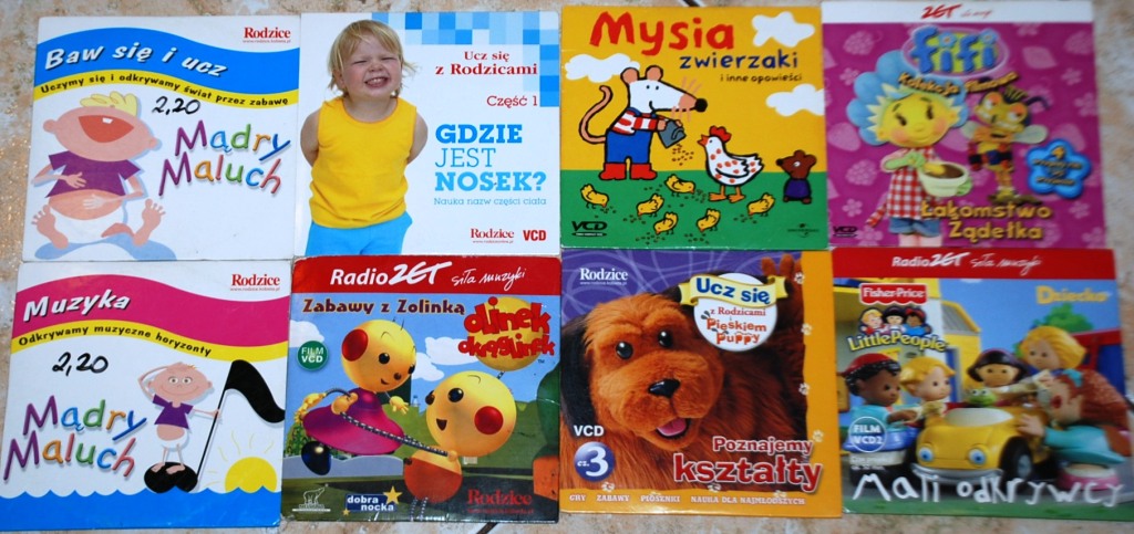 8 płyt edukacyjnych  dla najmłodszych + bajki CD