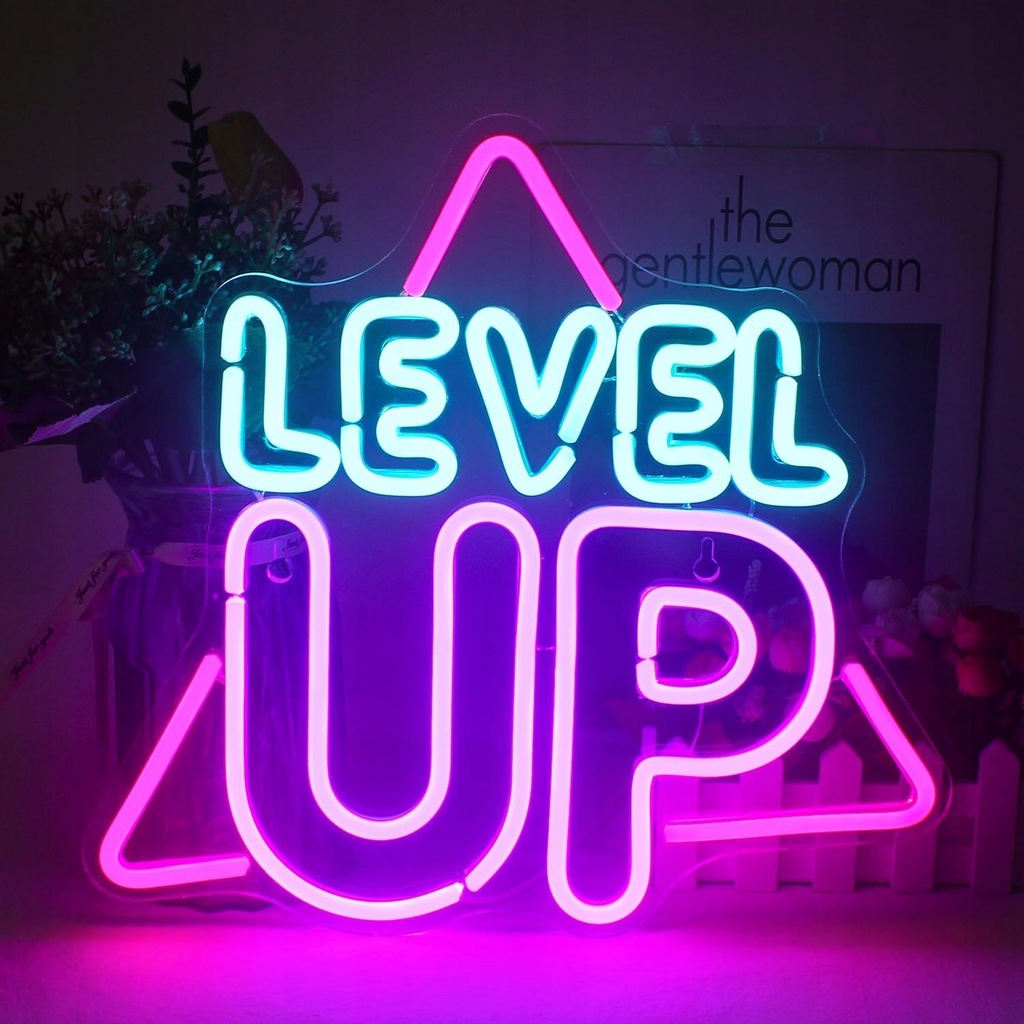 Neon Level Up do dekoracji ścian