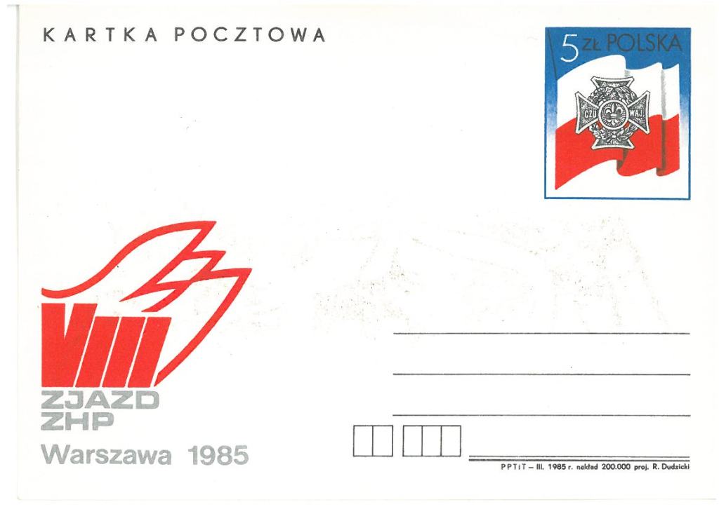 Karta ze znaczk.: Poczta harcerska ZHP zjazd 1985