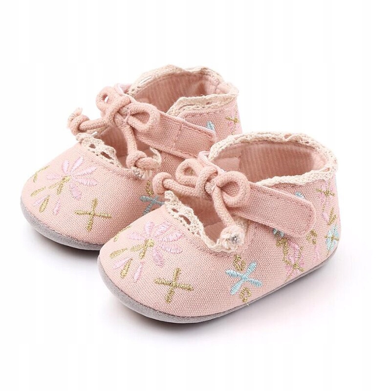 Baby Shoes Embroidery Flower Soft Newborn Crib