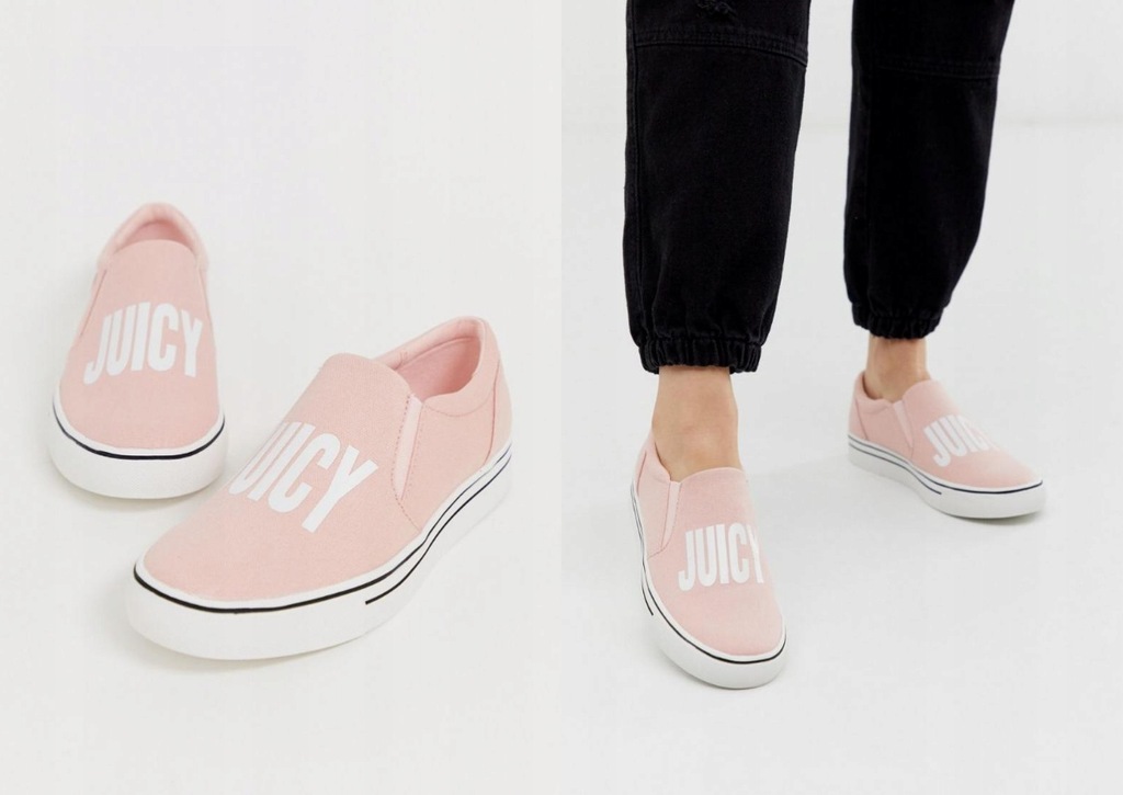 JUICY COUTURE TRAMPKI TYPU SLIP ON Z NAPISEM 40