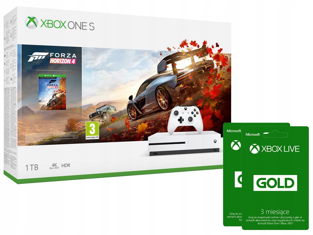 Xbox One S 1TB 4K +Forza Horizon 4 + XBL Gold 6msc