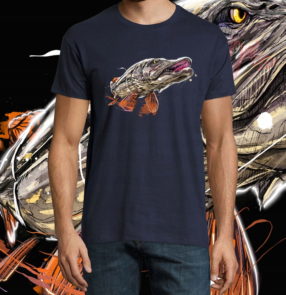 Pike -Art Crow Fishing koszulka wędkarska