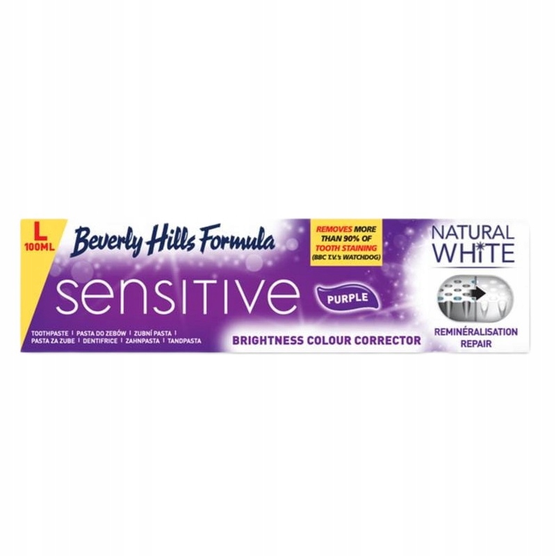 Beverly Hills Natural White Sensitive Purple Toothpaste wybielająca pasta d