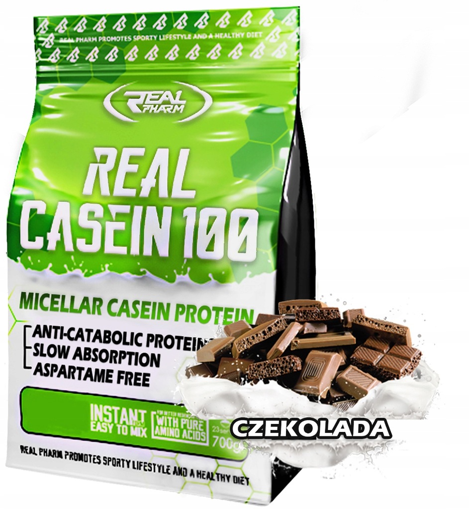 Real Pharm Casein 100 CZEKOLADA 700g białko na noc