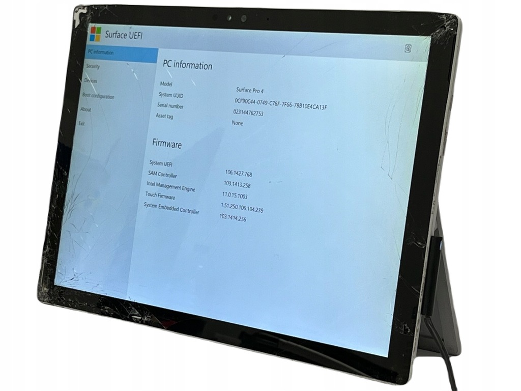 Microsoft Surface Pro 4 12 i5 8GB BIOS OK CB101