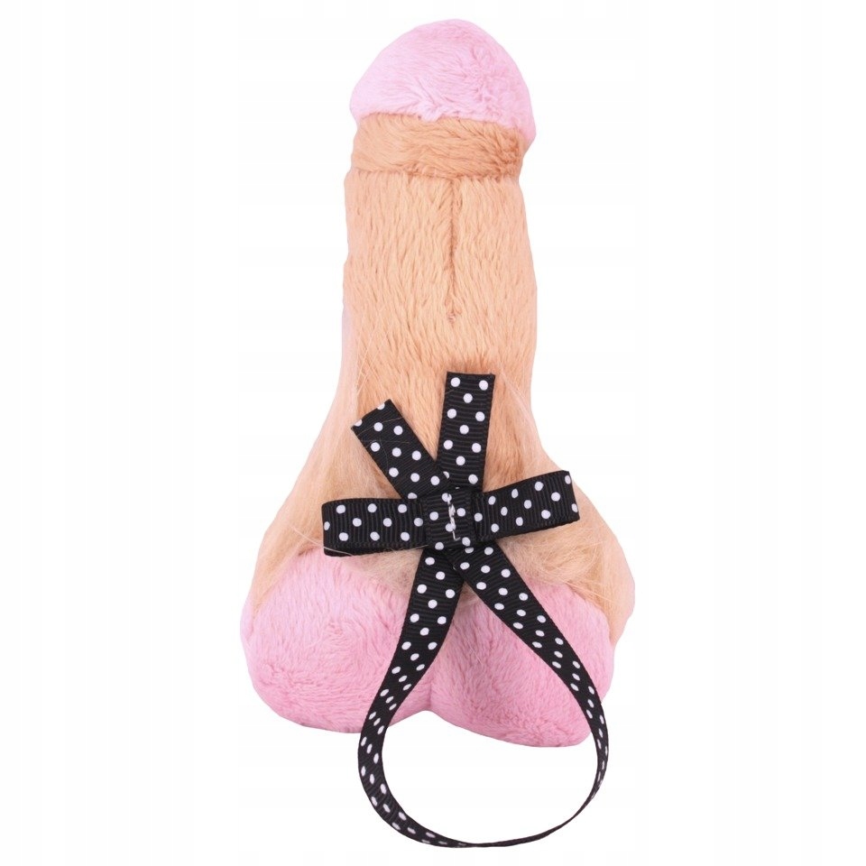 MAŁY PLUSZOWY PENISEK Z KOKARDKĄ 15cm