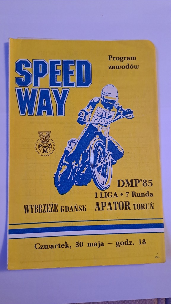 APATOR TORUŃ - WYBRZEŻE GDAŃSK 30-05-1985 - PROGRAM ŻUŻLOWY WYPEŁNIONY