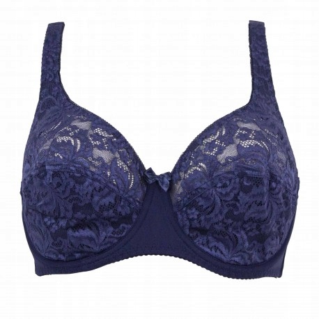 Biustonosz 75G granatowy stanik miękki koronka Anfen