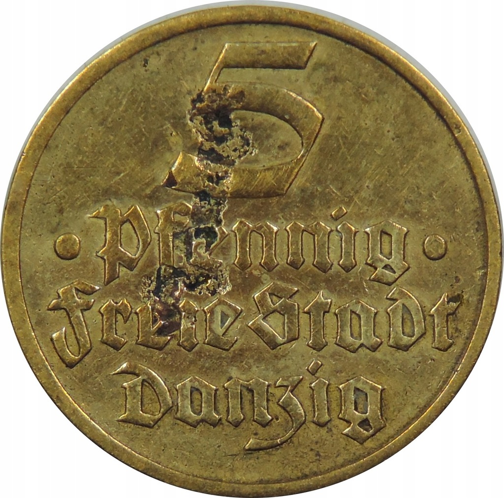 MONETA OBIEGOWA - WOLNE MIASTO GDAŃSK - 5 FENIGÓW -OY367